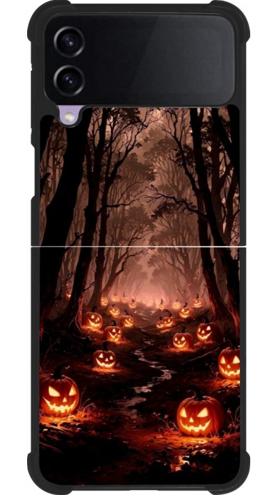 Coque Samsung Galaxy Z Flip3 5G - Silicone rigide noir Halloween 2025 Road of Terrifying Pumpkins