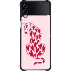 Coque Samsung Galaxy Z Flip3 5G - Silicone rigide noir Leopard with hearts 2026
