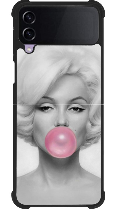 Coque Samsung Galaxy Z Flip3 5G - Silicone rigide noir Marilyn Bubble