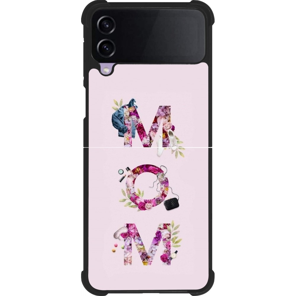 Coque Samsung Galaxy Z Flip3 5G - Silicone rigide noir Mom 2024 girly mom