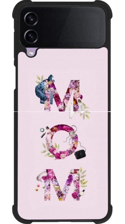 Coque Samsung Galaxy Z Flip3 5G - Silicone rigide noir Mom 2024 girly mom