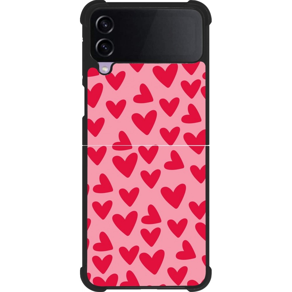 Coque Samsung Galaxy Z Flip3 5G - Silicone rigide noir Mom 2024 petits coeurs