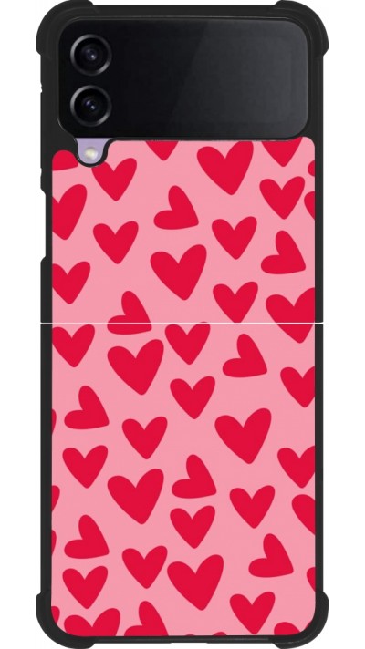 Coque Samsung Galaxy Z Flip3 5G - Silicone rigide noir Mom 2024 petits coeurs