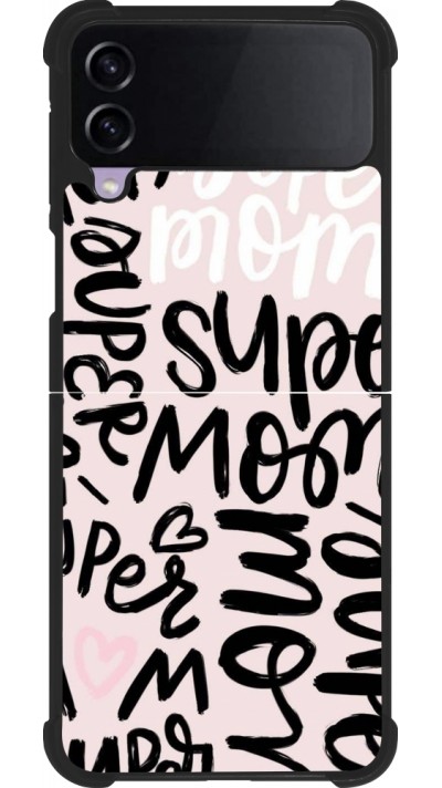 Coque Samsung Galaxy Z Flip3 5G - Silicone rigide noir Mom 2024 Super mom