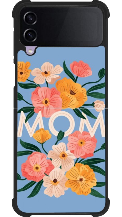 Coque Samsung Galaxy Z Flip3 5G - Silicone rigide noir Mom 2026 Flowers