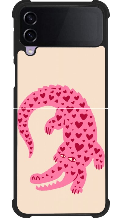 Coque Samsung Galaxy Z Flip3 5G - Silicone rigide noir Pink crocodile 2026