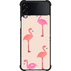 Coque Samsung Galaxy Z Flip3 5G - Silicone rigide noir Pink Flamingos Pattern