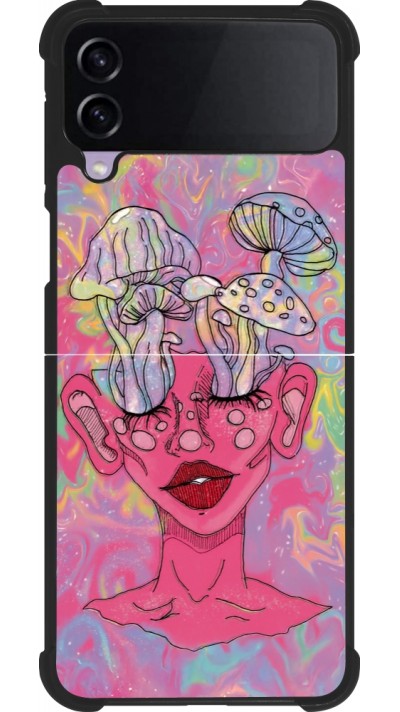 Samsung Galaxy Z Flip3 5G Case Hülle - Silikon schwarz Psychedelic pink mushroom