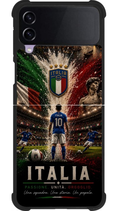 Coque Samsung Galaxy Z Flip3 5G - Silicone rigide noir Football Italie splash 2026