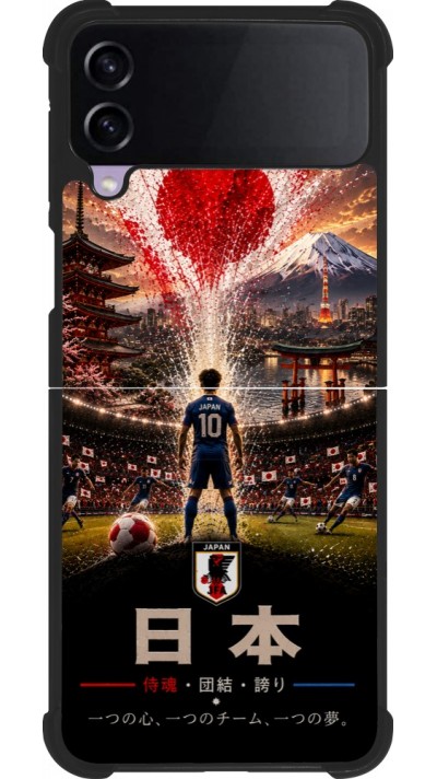 Coque Samsung Galaxy Z Flip3 5G - Silicone rigide noir Football Japon splash 2026