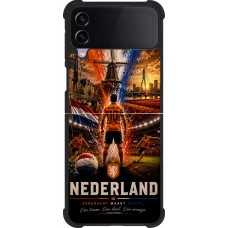 Coque Samsung Galaxy Z Flip3 5G - Silicone rigide noir Football Pays-Bas splash 2026