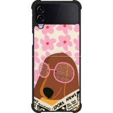 Coque Samsung Galaxy Z Flip3 5G - Silicone rigide noir Dog with newspaper Spring 2026
