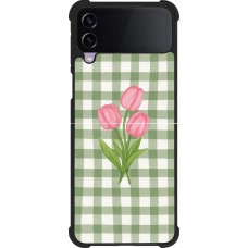 Coque Samsung Galaxy Z Flip3 5G - Silicone rigide noir Green vichy tulips 2026
