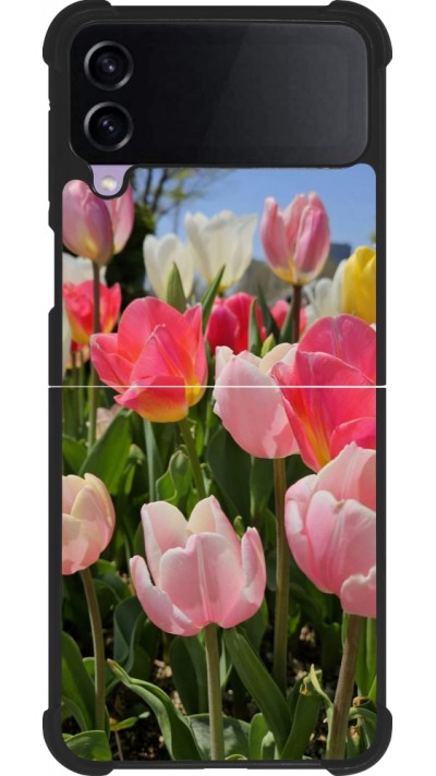 Coque Samsung Galaxy Z Flip3 5G - Silicone rigide noir Tulips 2026