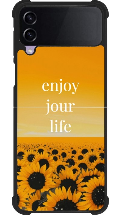 Coque Samsung Galaxy Z Flip3 5G - Silicone rigide noir Summer 2025 Enjoy your life
