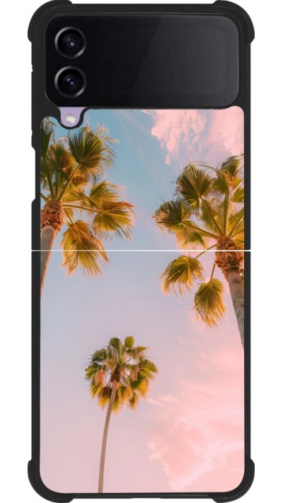 Coque Samsung Galaxy Z Flip3 5G - Silicone rigide noir Summer 2025 Palmiers
