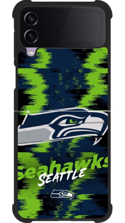 Coque Samsung Galaxy Z Flip3 5G - Silicone rigide noir Super Bowl 26 Seattle 2