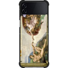 Coque Samsung Galaxy Z Flip3 5G - Silicone rigide noir Tableau art - La Création d’Adam - Michel-Ange