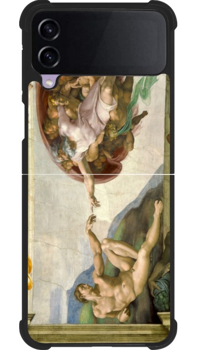 Coque Samsung Galaxy Z Flip3 5G - Silicone rigide noir Tableau art - La Création d’Adam - Michel-Ange