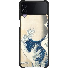 Coque Samsung Galaxy Z Flip3 5G - Silicone rigide noir Tableau art - La Grande Vague de Kanagawa - Hokusai