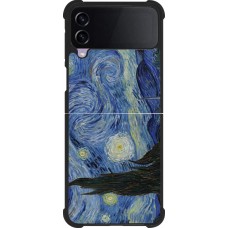 Coque Samsung Galaxy Z Flip3 5G - Silicone rigide noir Tableau art - La Nuit étoilée - Van Gogh