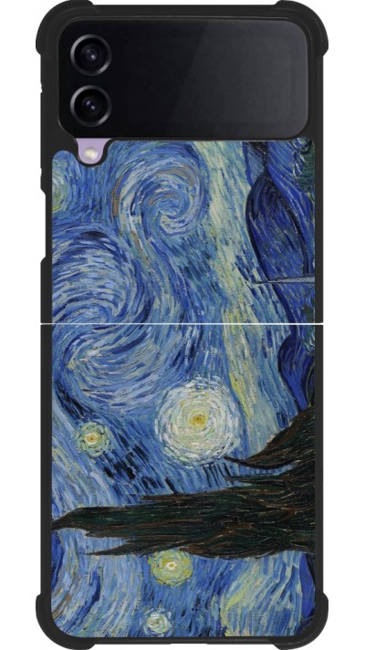 Coque Samsung Galaxy Z Flip3 5G - Silicone rigide noir Tableau art - La Nuit étoilée - Van Gogh