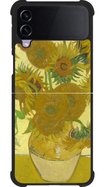 Coque Samsung Galaxy Z Flip3 5G - Silicone rigide noir Tableau art - Les Tournesols - Van Gogh