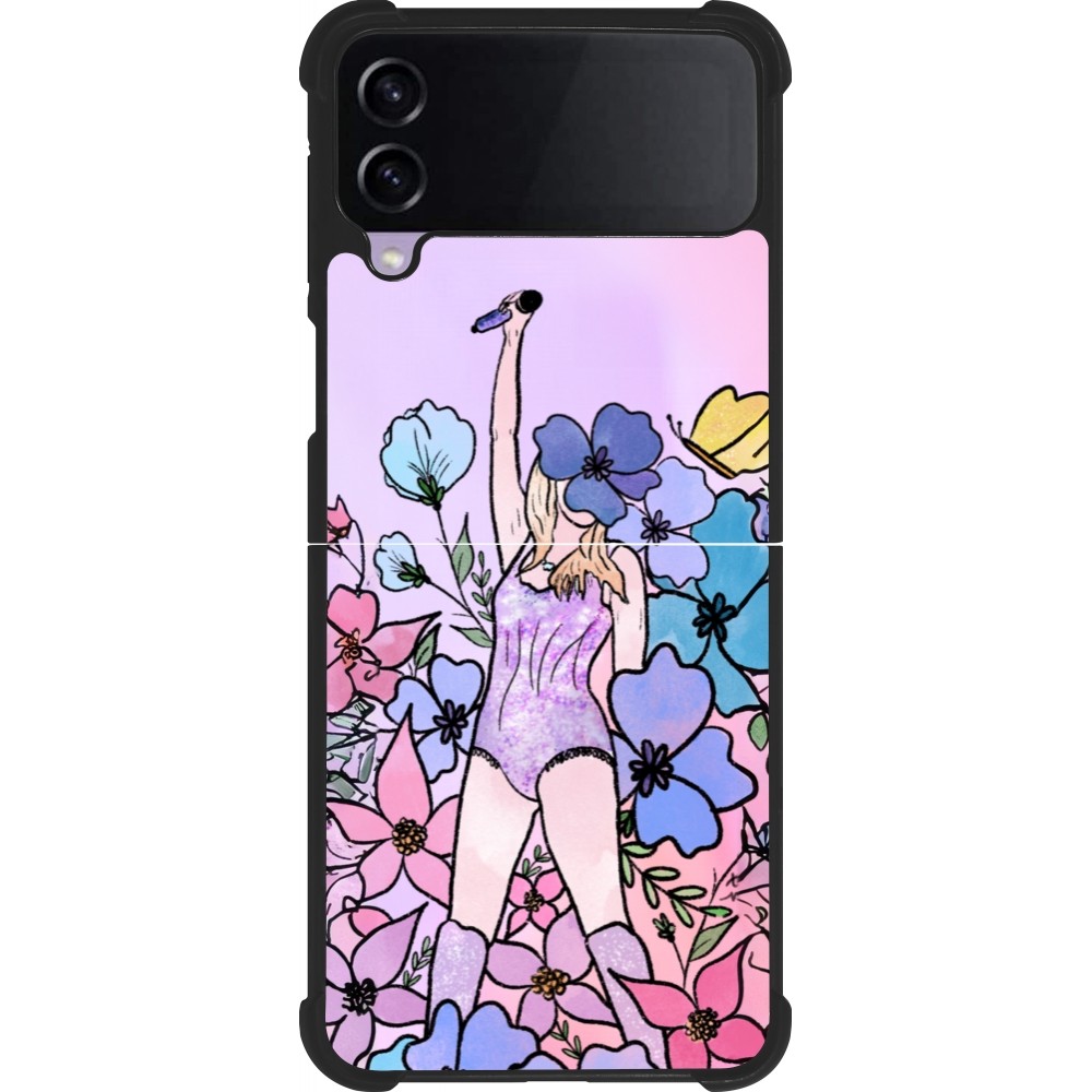 Coque Samsung Galaxy Z Flip3 5G - Silicone rigide noir Taylor Swift Sketch - Pink