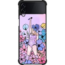 Coque Samsung Galaxy Z Flip3 5G - Silicone rigide noir Taylor Swift Sketch - Pink
