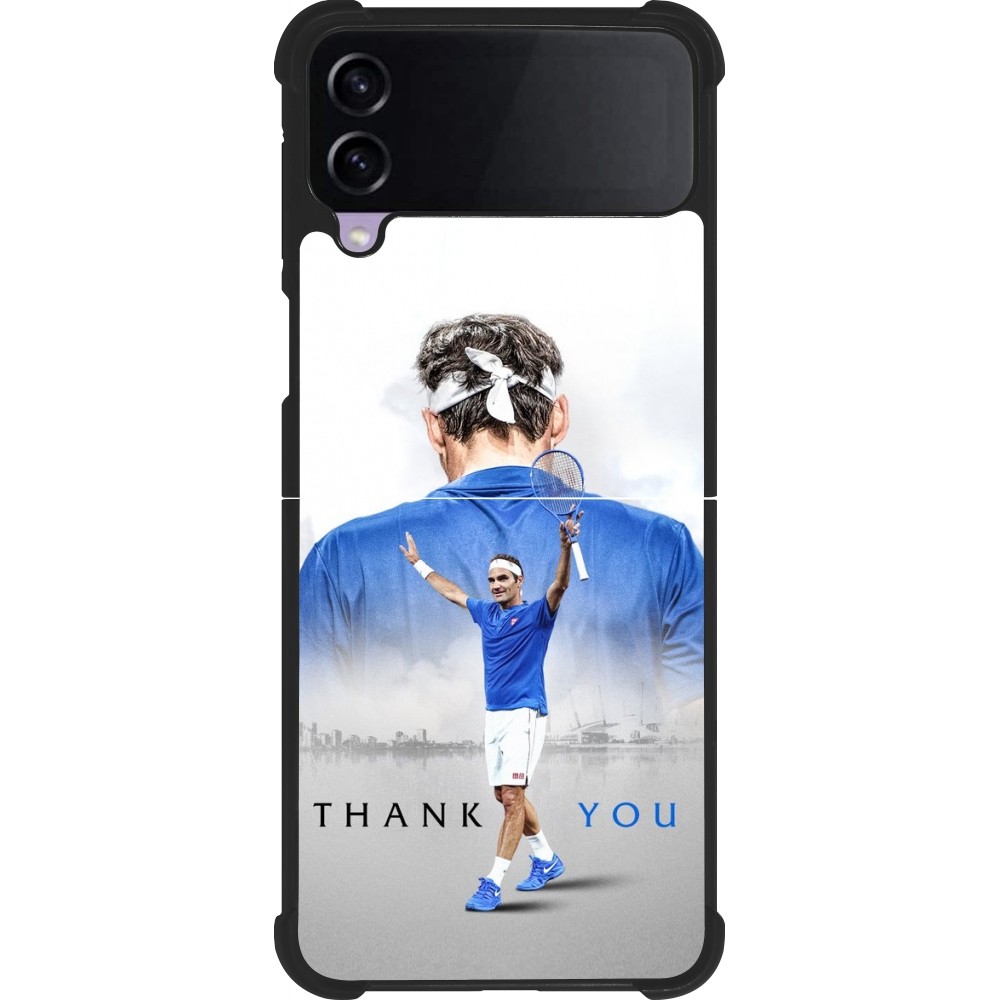 Coque Samsung Galaxy Z Flip3 5G - Silicone rigide noir Thank you Roger
