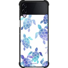 Coque Samsung Galaxy Z Flip3 5G - Silicone rigide noir Turtles pattern watercolor