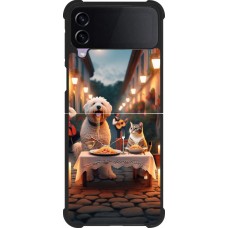 Coque Samsung Galaxy Z Flip3 5G - Silicone rigide noir Valentine 2024 Dog & Cat Candlelight