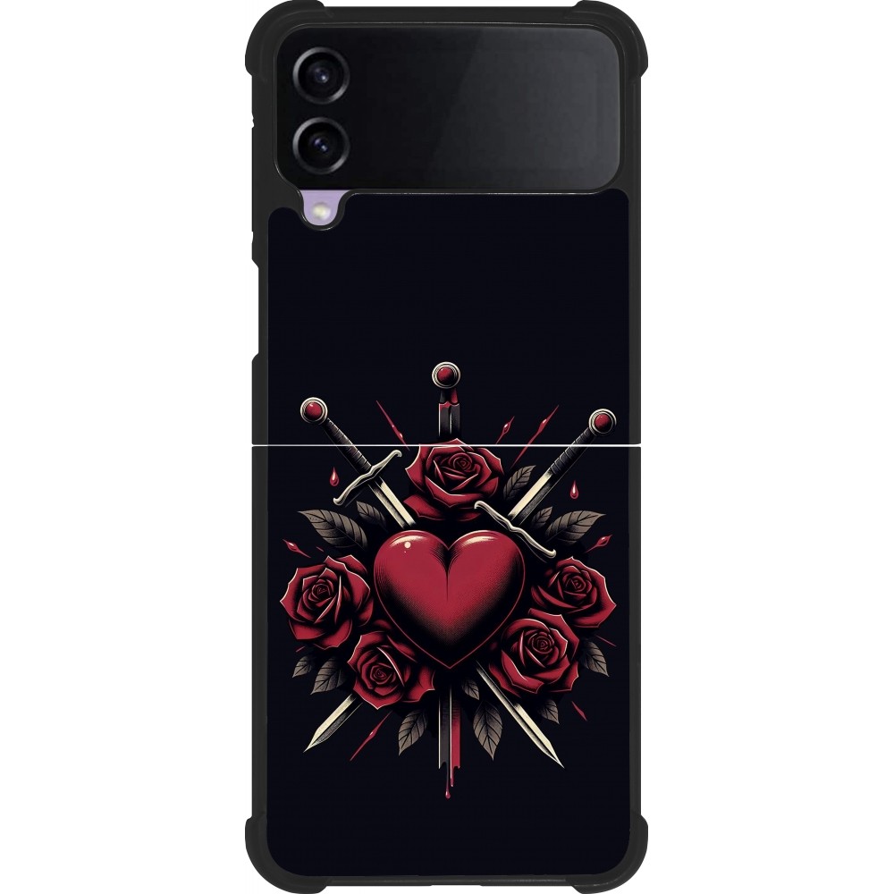 Coque Samsung Galaxy Z Flip3 5G - Silicone rigide noir Valentine 2024 gothic love