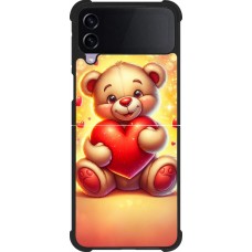 Coque Samsung Galaxy Z Flip3 5G - Silicone rigide noir Valentine 2024 Teddy love