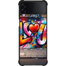 Coque Samsung Galaxy Z Flip3 5G - Silicone rigide noir Valentine 2025 Love U Tag