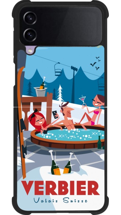 Coque Samsung Galaxy Z Flip3 5G - Silicone rigide noir Verbier Mountain Jacuzzi