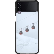 Coque Samsung Galaxy Z Flip3 5G - Silicone rigide noir Winter 22 ski lift