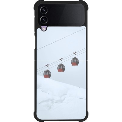Coque Samsung Galaxy Z Flip3 5G - Silicone rigide noir Winter 22 ski lift