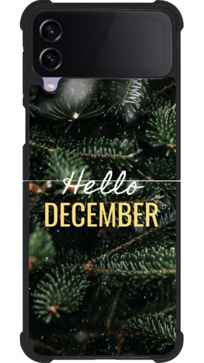Coque Samsung Galaxy Z Flip3 5G - Silicone rigide noir Winter 25 Winter hello december