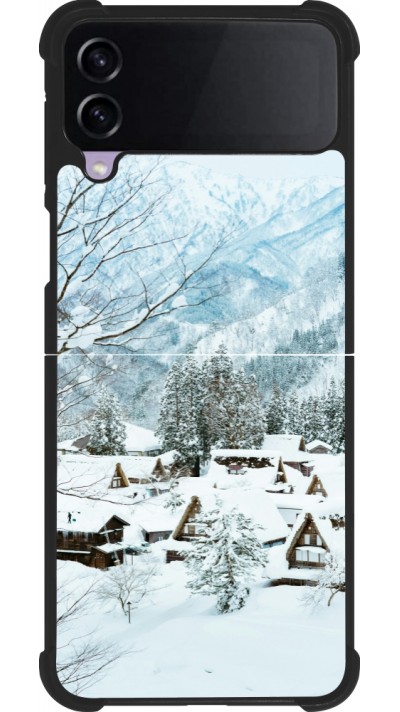 Coque Samsung Galaxy Z Flip3 5G - Silicone rigide noir Winter 25 Winter snowy landscape