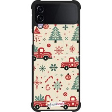 Coque Samsung Galaxy Z Flip3 5G - Silicone rigide noir Noël 2024 Camion Sapin