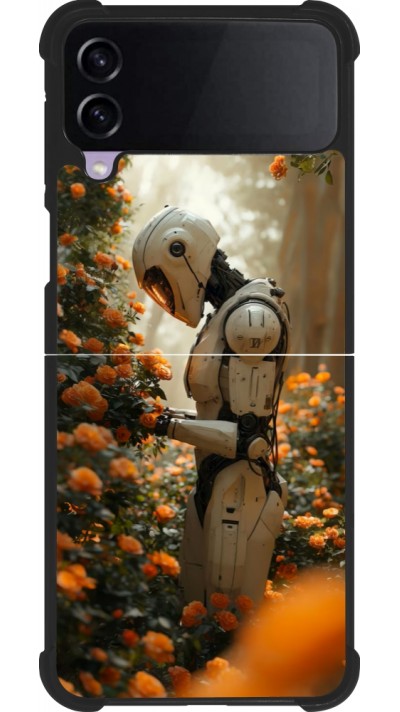 Coque Samsung Galaxy Z Flip4 - Silicone rigide noir Astronaut flowers 2025
