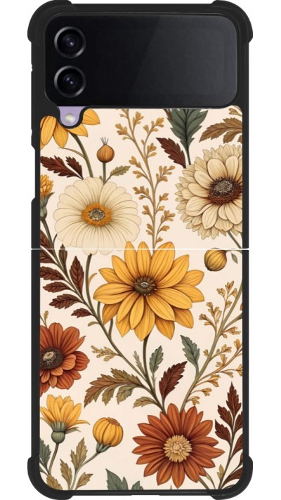 Samsung Galaxy Z Flip4 Case Hülle - Silikon schwarz Autumn 25 Flower pattern