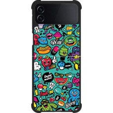 Coque Samsung Galaxy Z Flip4 - Silicone rigide noir Cartoons old school