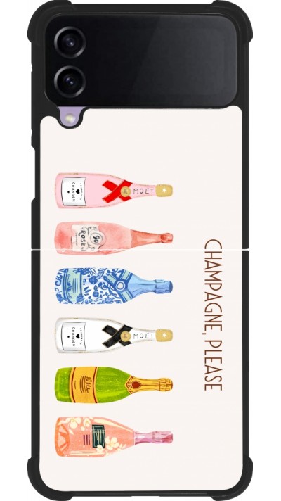 Coque Samsung Galaxy Z Flip4 - Silicone rigide noir Champagne Please