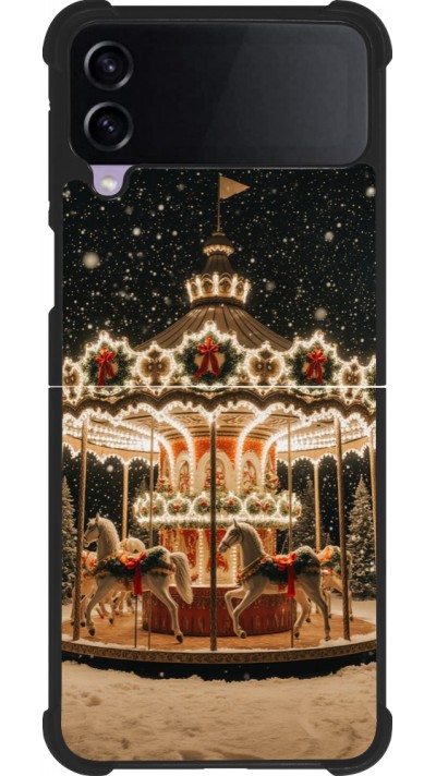 Coque Samsung Galaxy Z Flip4 - Silicone rigide noir Christmas 25 Carousel