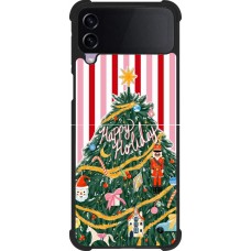 Coque Samsung Galaxy Z Flip4 - Silicone rigide noir Christmas 25 Happy Holiday