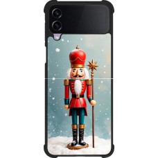 Coque Samsung Galaxy Z Flip4 - Silicone rigide noir Christmas 25 Nutcracker Snow
