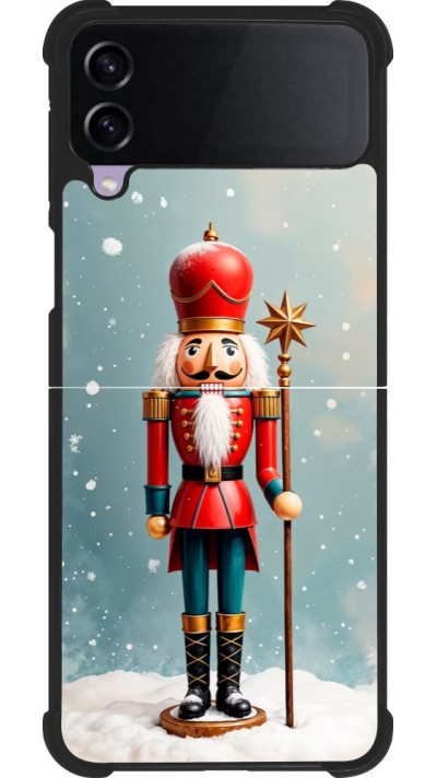Coque Samsung Galaxy Z Flip4 - Silicone rigide noir Christmas 25 Nutcracker Snow
