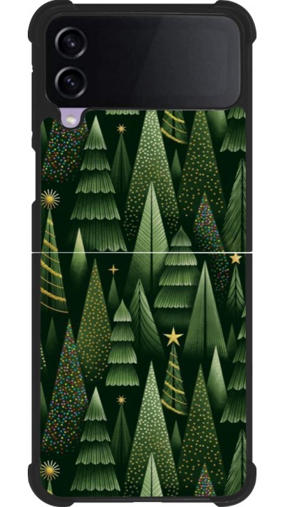Coque Samsung Galaxy Z Flip4 - Silicone rigide noir Christmas 25 Pattern Xmas Tree